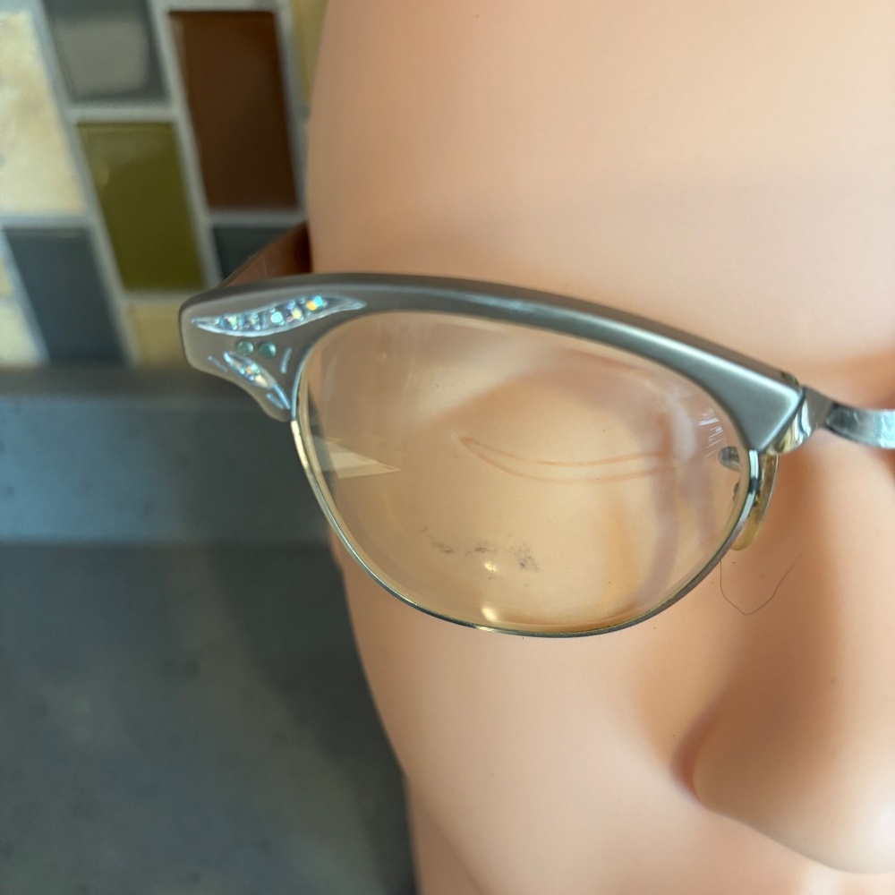 Vintage 50's Cat Eye Metal Glasses - image 3